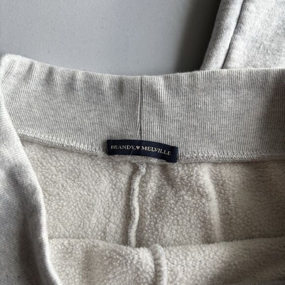 Brandy Melville Pants Gray Wide Leg Lounge Drawstring 100% Cotton Sweats - Picture 4 of 5